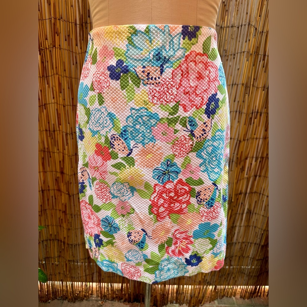 Talbots Colorful Summer Floral Pencil Skirt, Size 8P